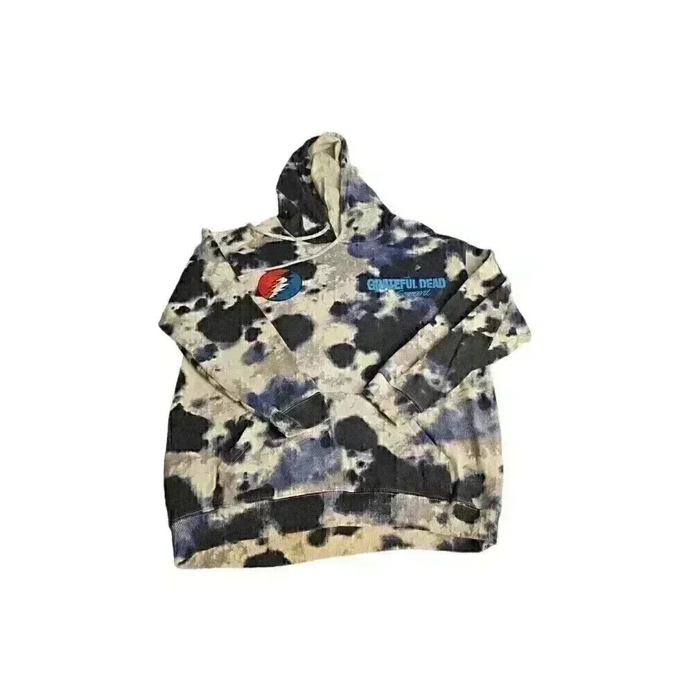 Grateful Dead Mens Grateful Dead In Concert Blue Tie Dye Hoodie S